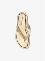 Koko Metallic Crackled Leather Flip Flop