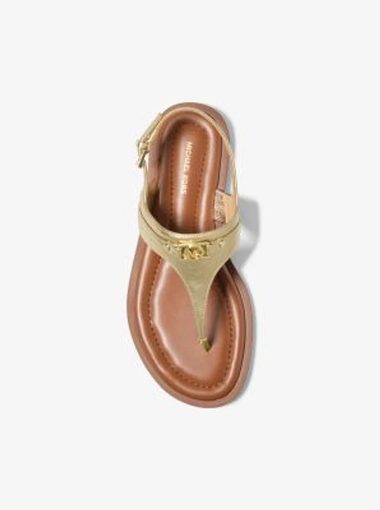 Mandy Metallic Leather T-Strap Sandal