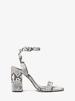 Merriam Snake Embossed Leather Block Heel Sandal