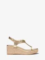 Laney Metallic Lizard-Embossed Leather Espadrille Wedge Sandal