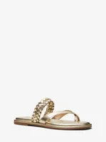 Alba Braided Metallic Faux Leather Slide Sandal