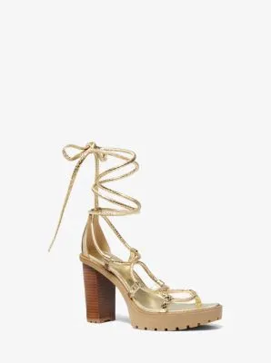 Vero Metallic Snake Embossed Leather Platform Sandal