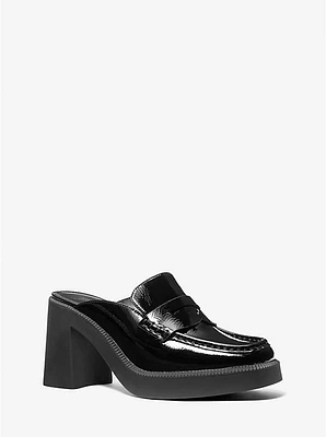 Eden Crackled Patent Leather Platform Mule