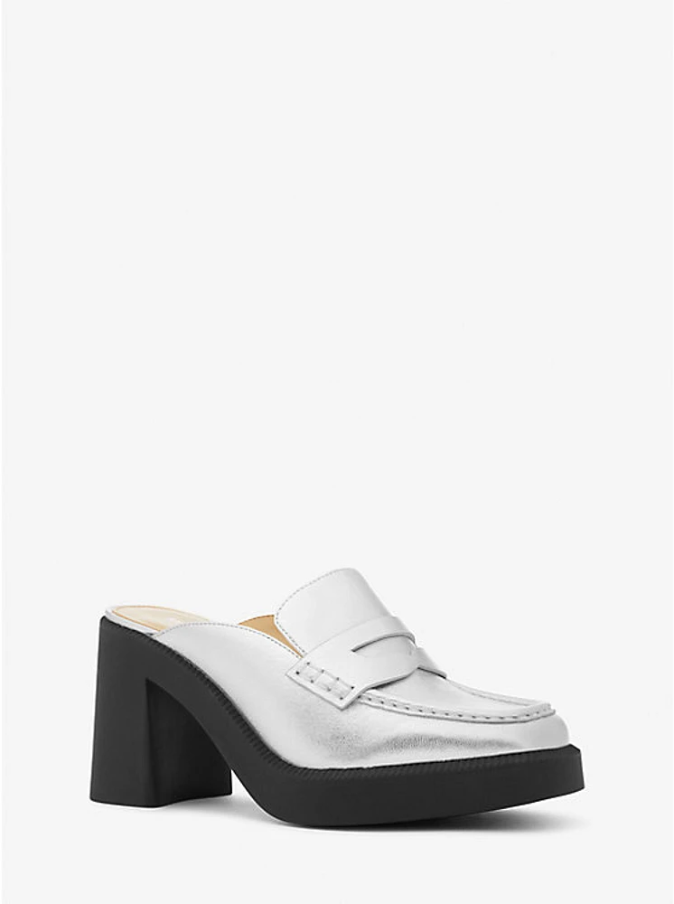 Eden Metallic Leather Platform Mule