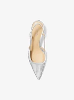 Alora Crystal Embellished Metallic Mesh Slingback Pump