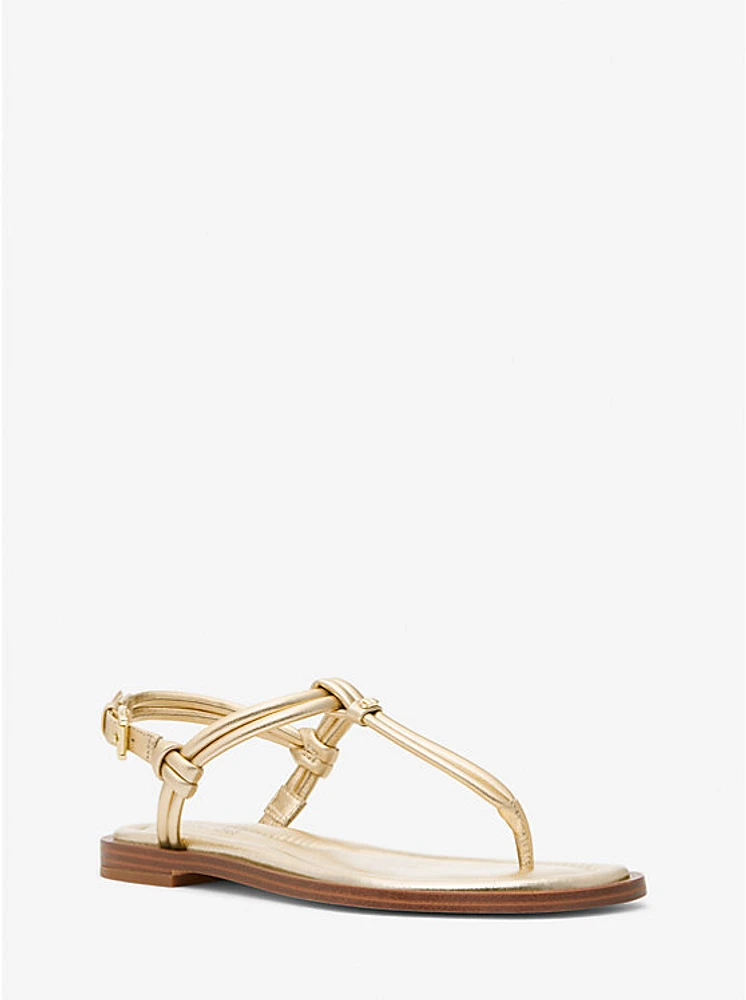 Astra Metallic Leather T-Strap Sandal