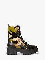 Blake Camouflage Print Calf Hair Combat Boot