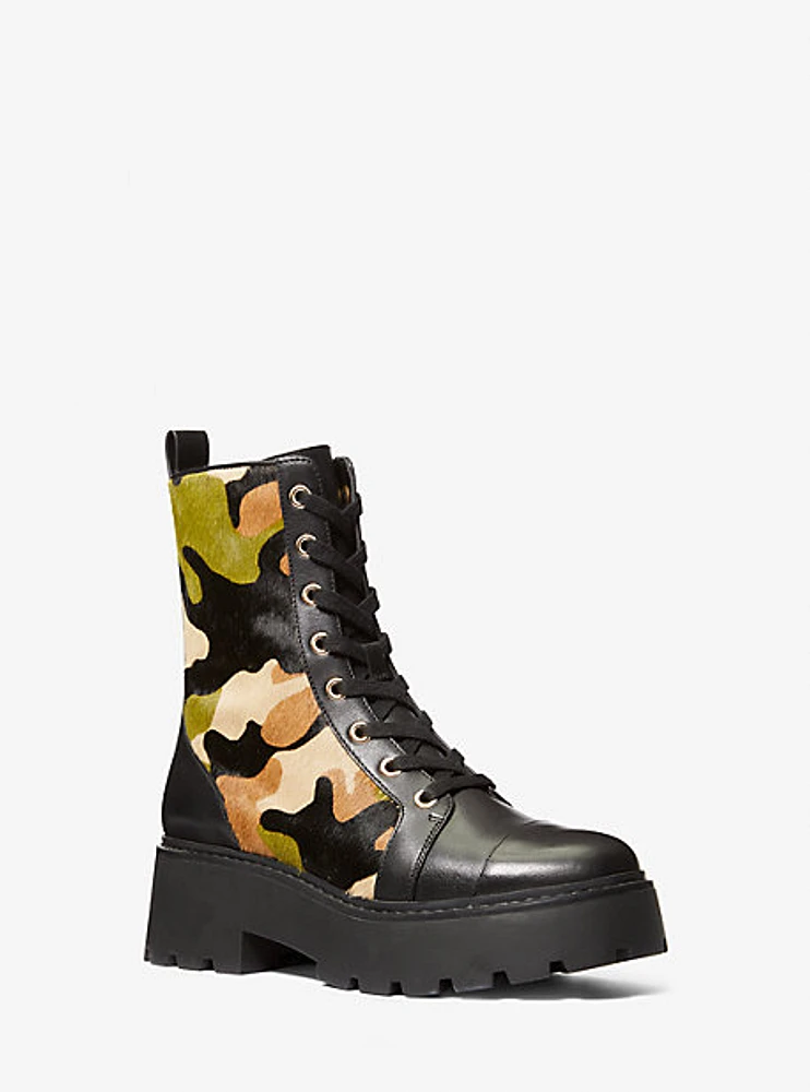 Blake Camouflage Print Calf Hair Combat Boot