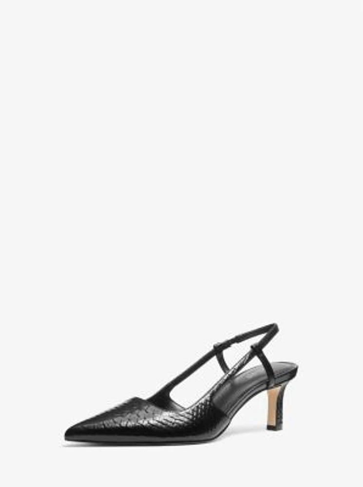 Alora Snake Embossed Leather Slingback Pump