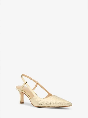 Alora Metallic Snake Embossed Leather Slingback Pump