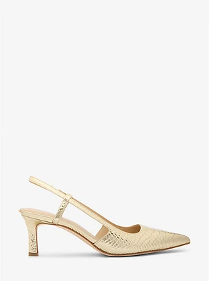 Alora Metallic Snake Embossed Leather Slingback Pump