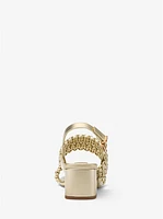 Audrina Metallic Woven Block Heel Sandal