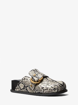 Jaden Snake Embossed Leather Clog