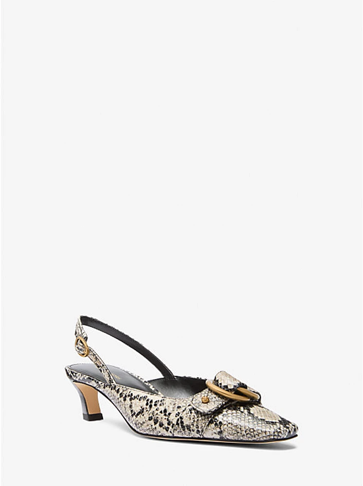 Jaden Snake Embossed Leather Slingback Pump
