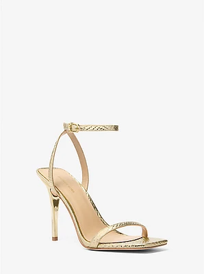 Liana Metallic Snake Embossed Leather Sandal