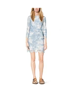 Tie-Dye Scalloped Suede Shift Dress