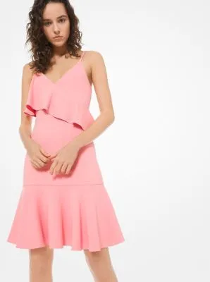 Stretch-Cady Ruffled Tank Dress