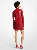 Hand-Embroidered Paillette Double Crepe Sablé Shift Dress