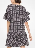 Madras Poplin Tie-Sleeve Dress