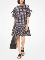 Madras Poplin Tie-Sleeve Dress