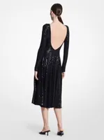 Hand-Embroidered Sequin Matte Jersey Backless Dance Dress