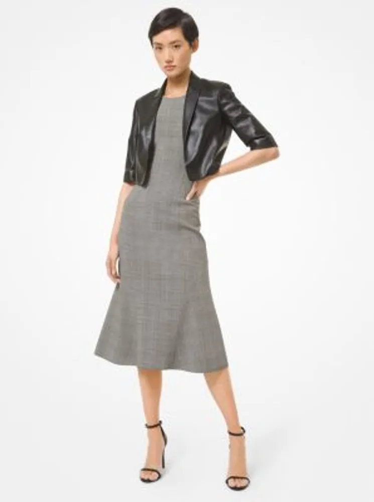 Glen Plaid Stretch Wool Sheath Dress