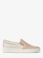 Keaton Two-Tone Logo and Glitter Chain-Mesh Slip-On Sneaker