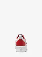 Emmett Two-Tone Logo Embellished Leather Sneaker