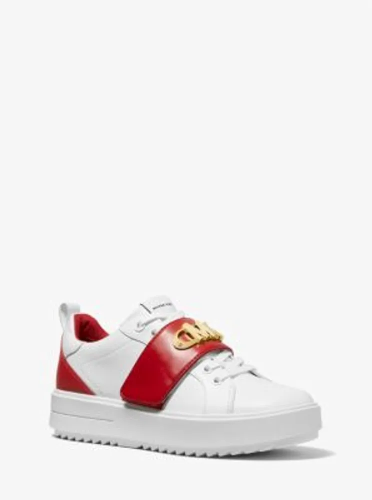 Emmett Two-Tone Logo Embellished Leather Sneaker