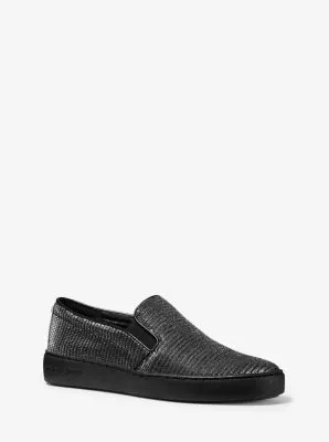 Keaton Glitter Chain-Mesh Slip-On Sneaker