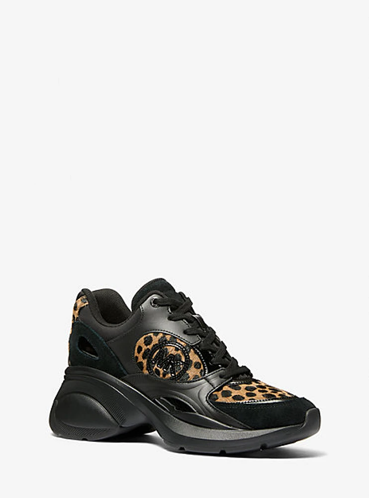 Zuma Cheetah Print Calf Hair and Leather Trainer