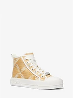 Evy Empire Logo Jacquard Straw High-Top Sneaker