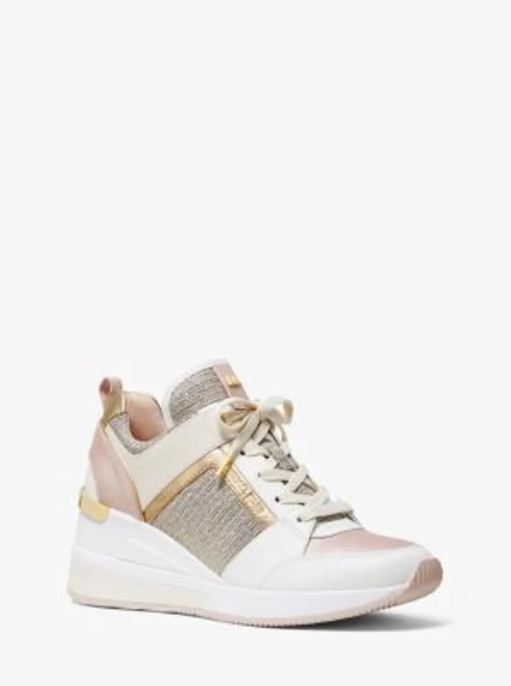 Georgie Leather and Chain-Mesh Trainer