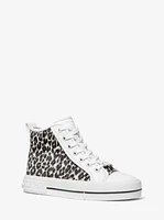 Evy Leopard Print Calf Hair High-Top Sneaker