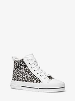 Evy Leopard Print Calf Hair High-Top Sneaker