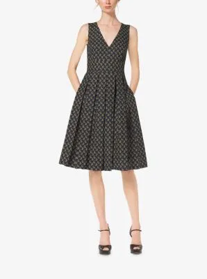 Paisley Cotton-Poplin Pleat Dress