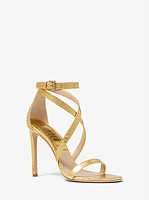 Ingrid Metallic Python Embossed Leather Sandal