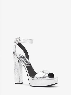 Anabelle Metallic Python Embossed Leather Platform Sandal