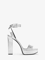 Anabelle Metallic Python Embossed Leather Platform Sandal