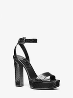 Anabelle Python Embossed Leather Platform Sandal