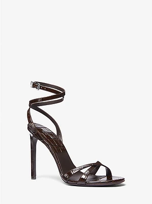 Chrissy Crocodile Embossed Leather Sandal