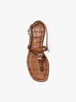 Sofia Crocodile Embossed Leather Sandal