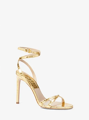 Chrissy Metallic Python Embossed Leather Sandal