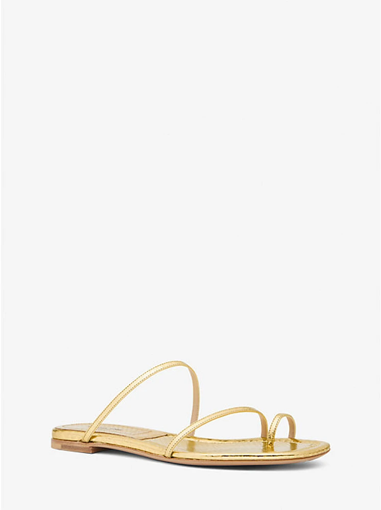 Patti Metallic Python Embossed Leather Slide Sandal