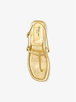 Ali Metallic Python Embossed Leather Sandal