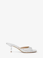 Anita Metallic Crocodile Embossed Leather Sandal