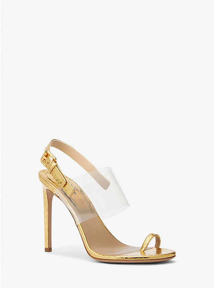 Catherine Metallic Python Embossed Leather Sandal