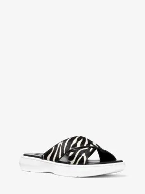 Daphne Zebra Calf Hair Slide Sandal