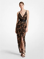 Paillette Embroidered Chantilly Lace Slip Gown