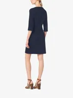 Stretch Bouclé-Crepe Shift Dress